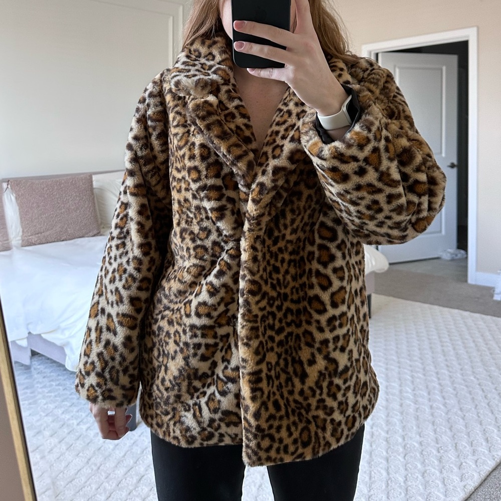 Halogen Fur Cheetah Jacket